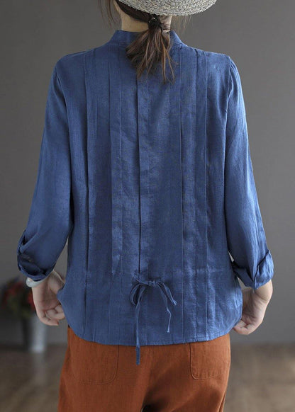 Gray Geometry Button Fall Top Long Sleeve Linen