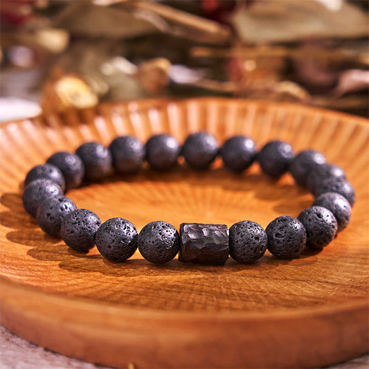 10mm Lava Rock Tiger Eye Healing Bracelet for Stress Relief