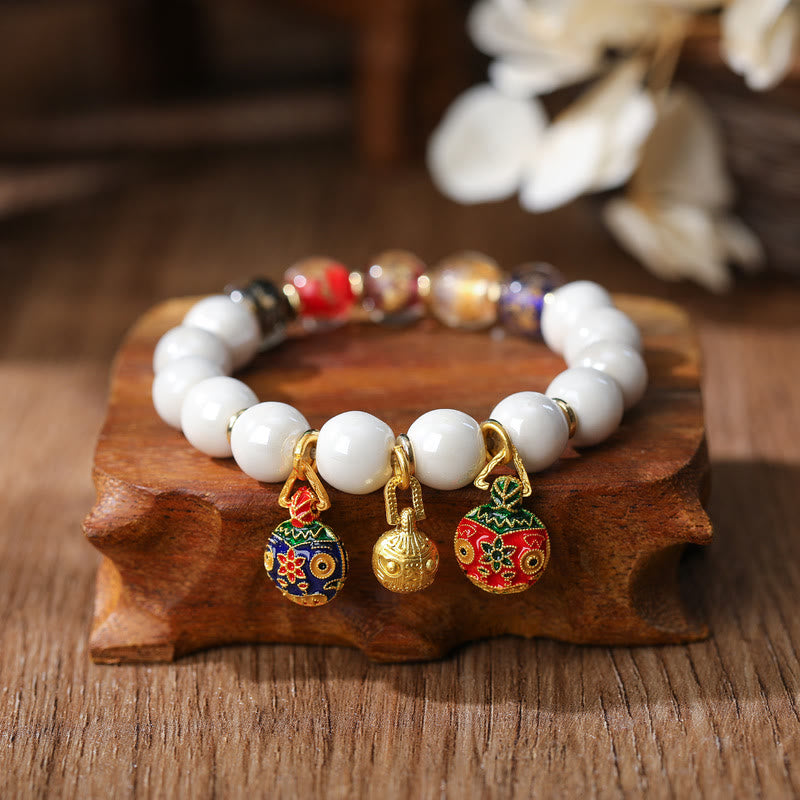 10mm Liuli Glass Spiritual Charm Bracelet for Prosperity