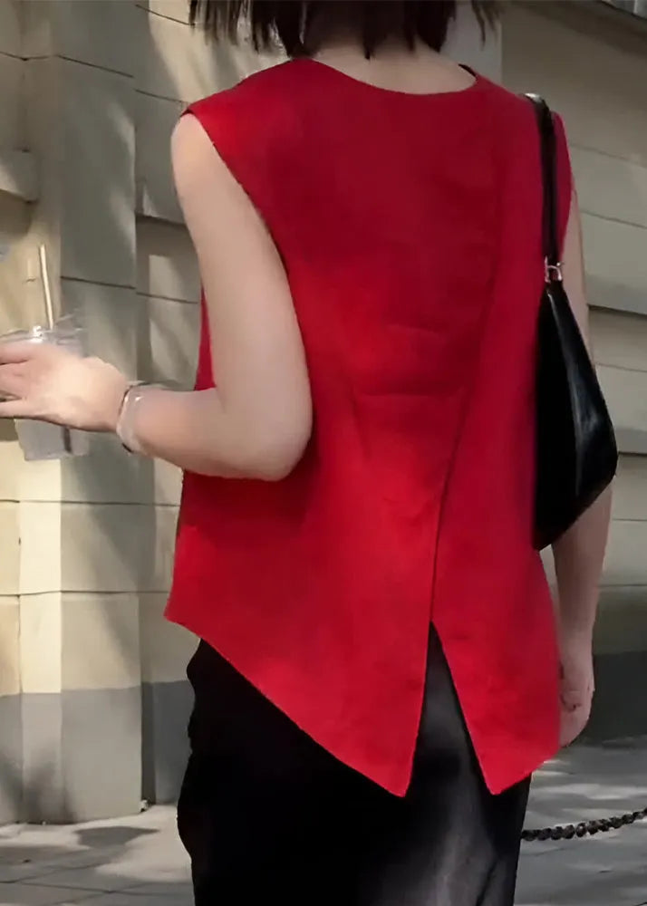 New Red O-neck Wear on Both Sides Tank Summer