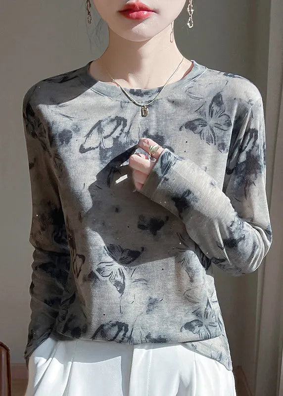 Pink O-neck Print Cotton Upf 50+ Shirt Top Fall