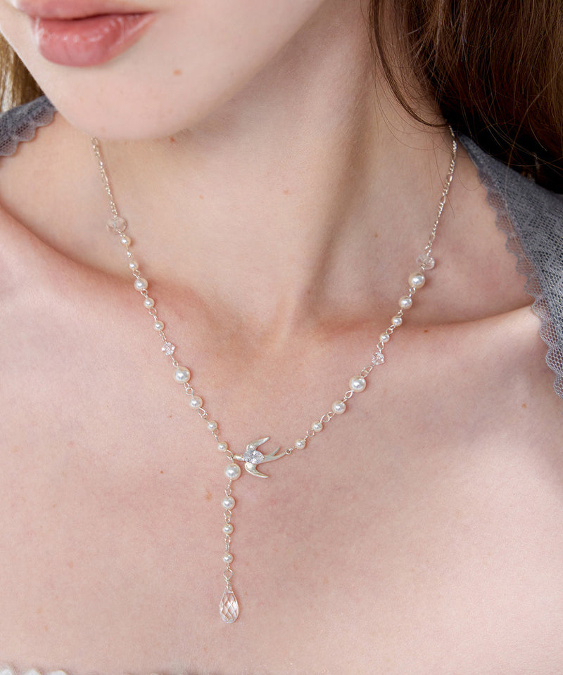 Little Bird Pearl Sky Star Silver Plated Pendant Necklace