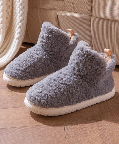 Comfy Green Faux Fur Flat Shoes Fuzzy Wool Lined