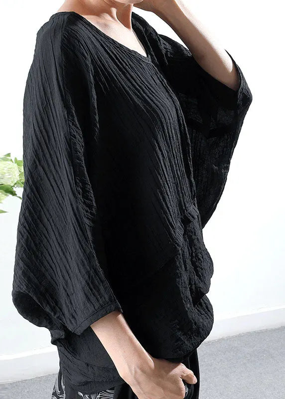 Classy Blue Loose Bat Wing Sleeve Shirts Spring