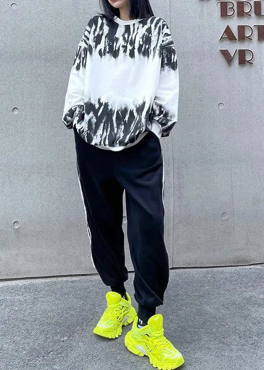 O Neck Spring Tops Design White Print Blouses