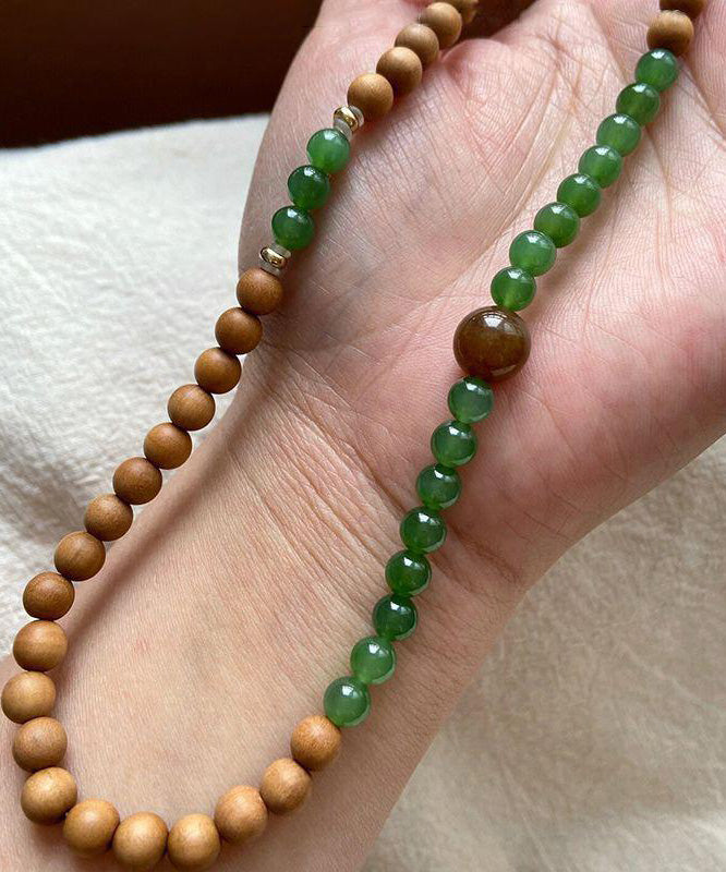 Green Sandalwood Jade Double Layer Xiaomi Beads Bracelet