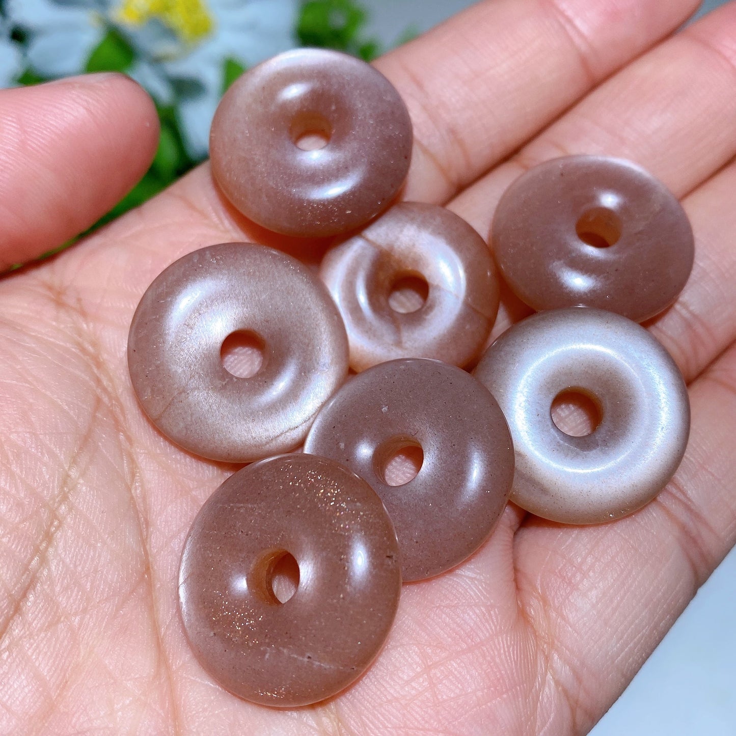 12-33mm Obsidian & Crystal Donut Pendants for Healing