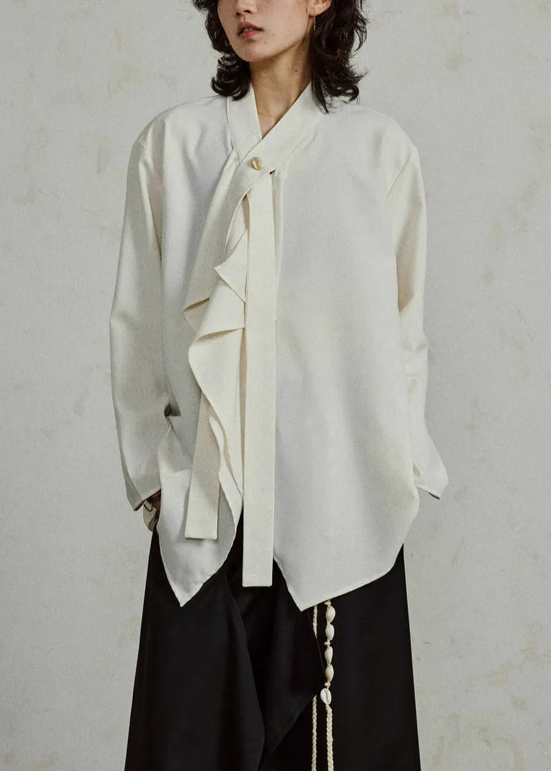 Apricot Cozy Ribbon Patchwork Top Fall