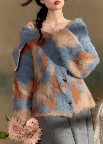 Unique Blue Asymmetrical Cozy Thick Cotton Knit Sweaters Winter