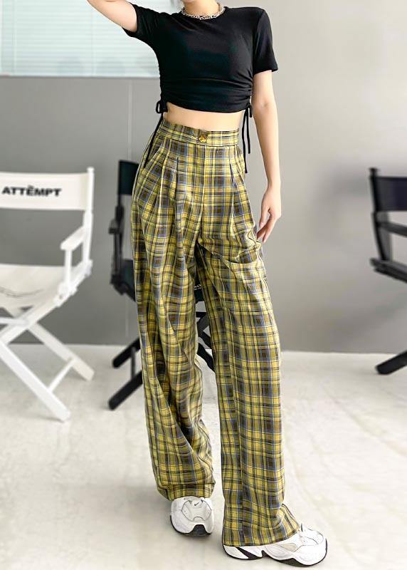 Purple Plaid High Waist Wide Leg Pants Summer