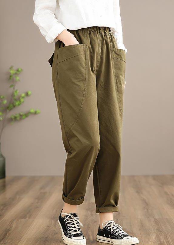 Simple Khaki Trousers Slim Spring Elastic Waist Wardrobes Pant
