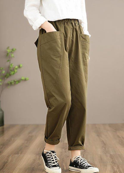 Simple Khaki Trousers Slim Spring Elastic Waist Wardrobes Pant