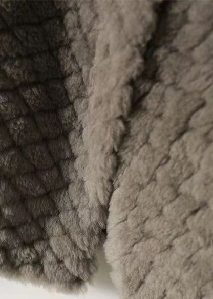 Grey Pockets Button Patchwork Wool Jacket Winter
