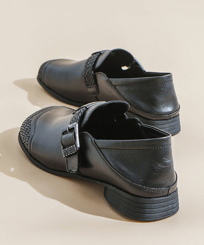 Comfy Splicing Loafers Red Cowhide Leather