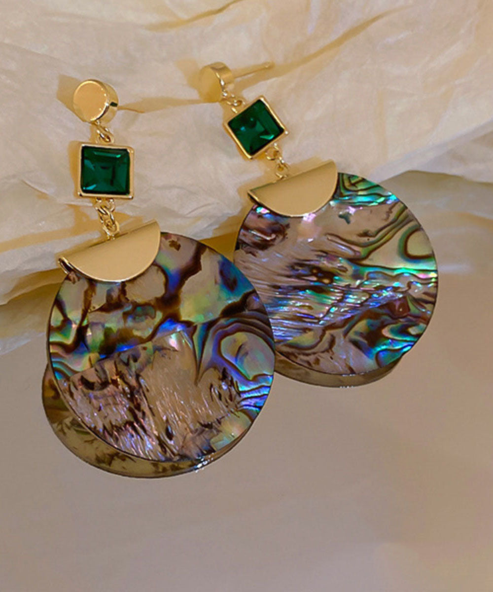 Green Sterling Silver Acrylic Zircon Emerald Round Drop Earrings