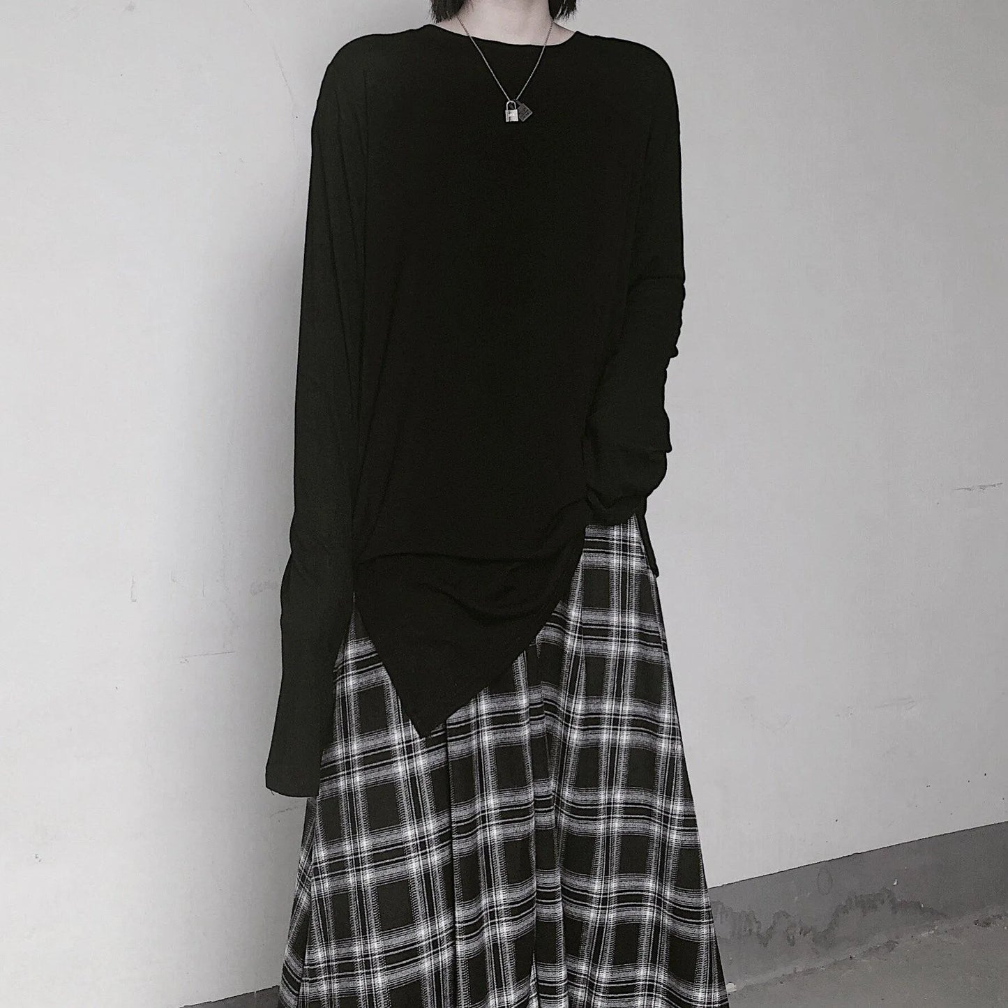 Organic O Neck Side Open Clothes for Design Black Tops