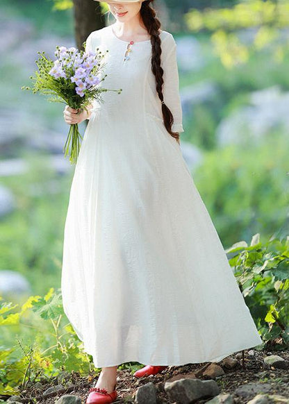 Loose O Neck Large Hem Spring Clothes Catwalk White Art Dresses