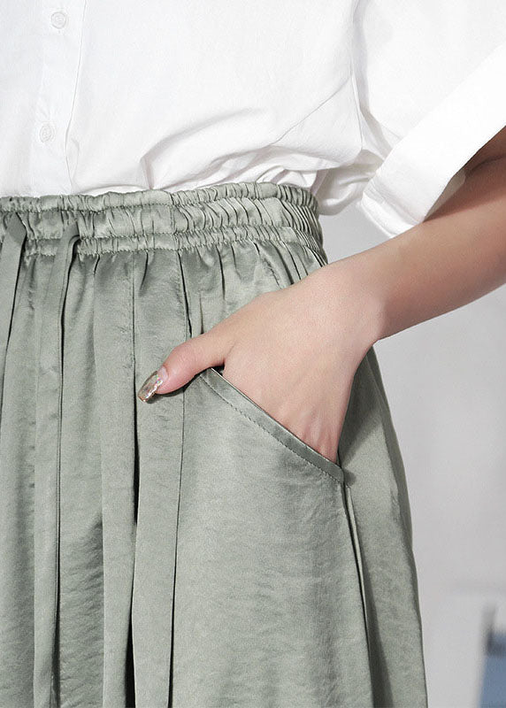 Italian Green Elastic Waist Harem Pants