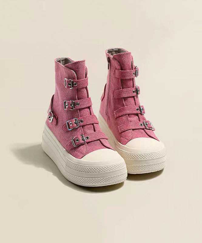 Platform Canvas Boots Pink