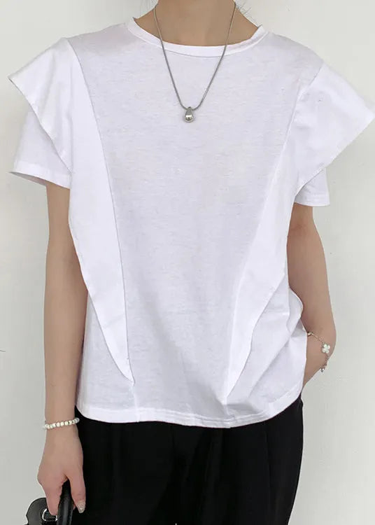 White Ruffled Patchwork Cotton Tanks Summer