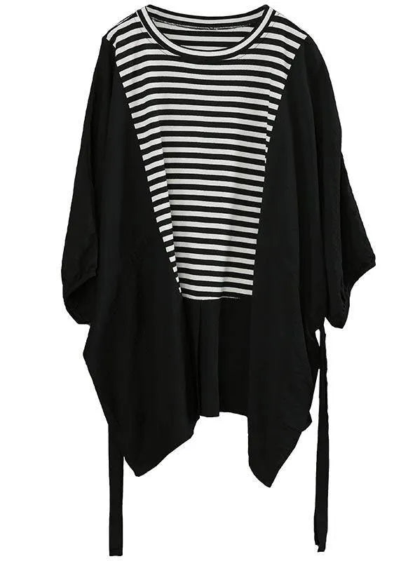 Diy White Patchwork Striped Tie Waist Cotton Summer Top