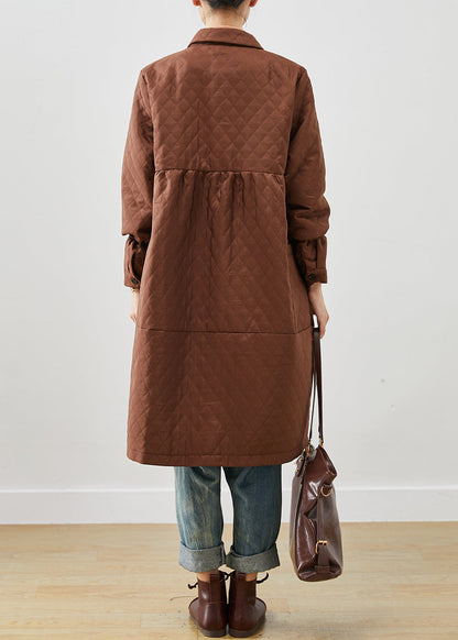 Brown Oversized Fine Cotton Filled Winter Coats