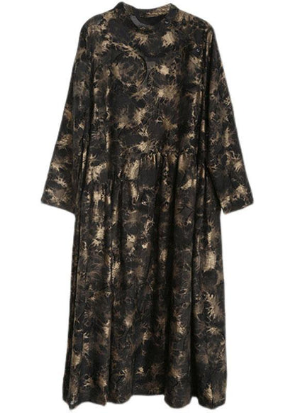 Art Black Print Asymmetrical Design Fall Vacation Dresses