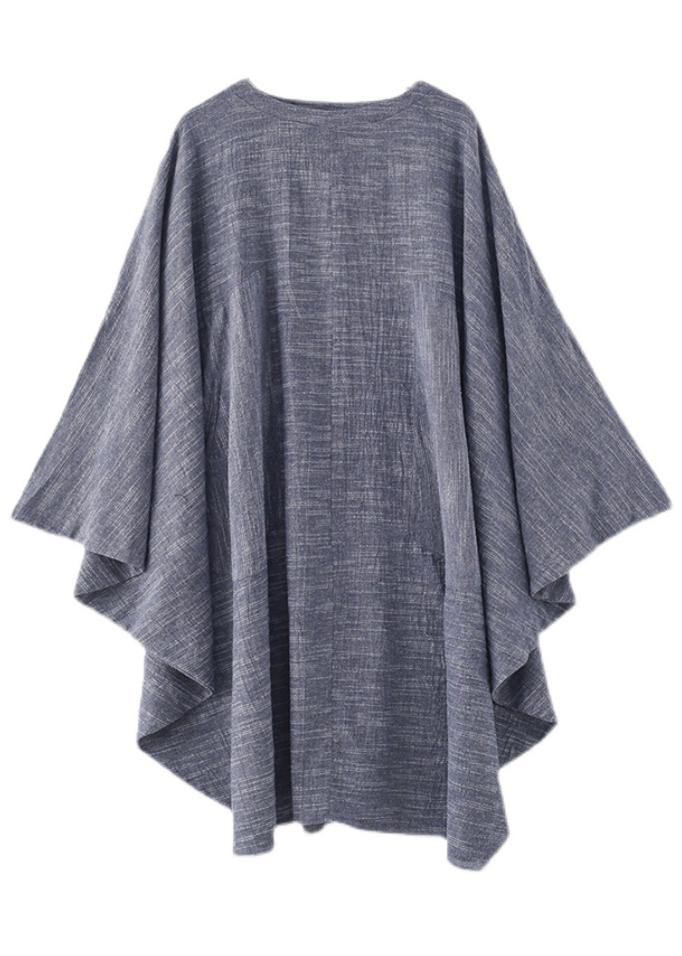 Unique Grey O-neck Asymmetrical Design Party Summer Cotton Dress