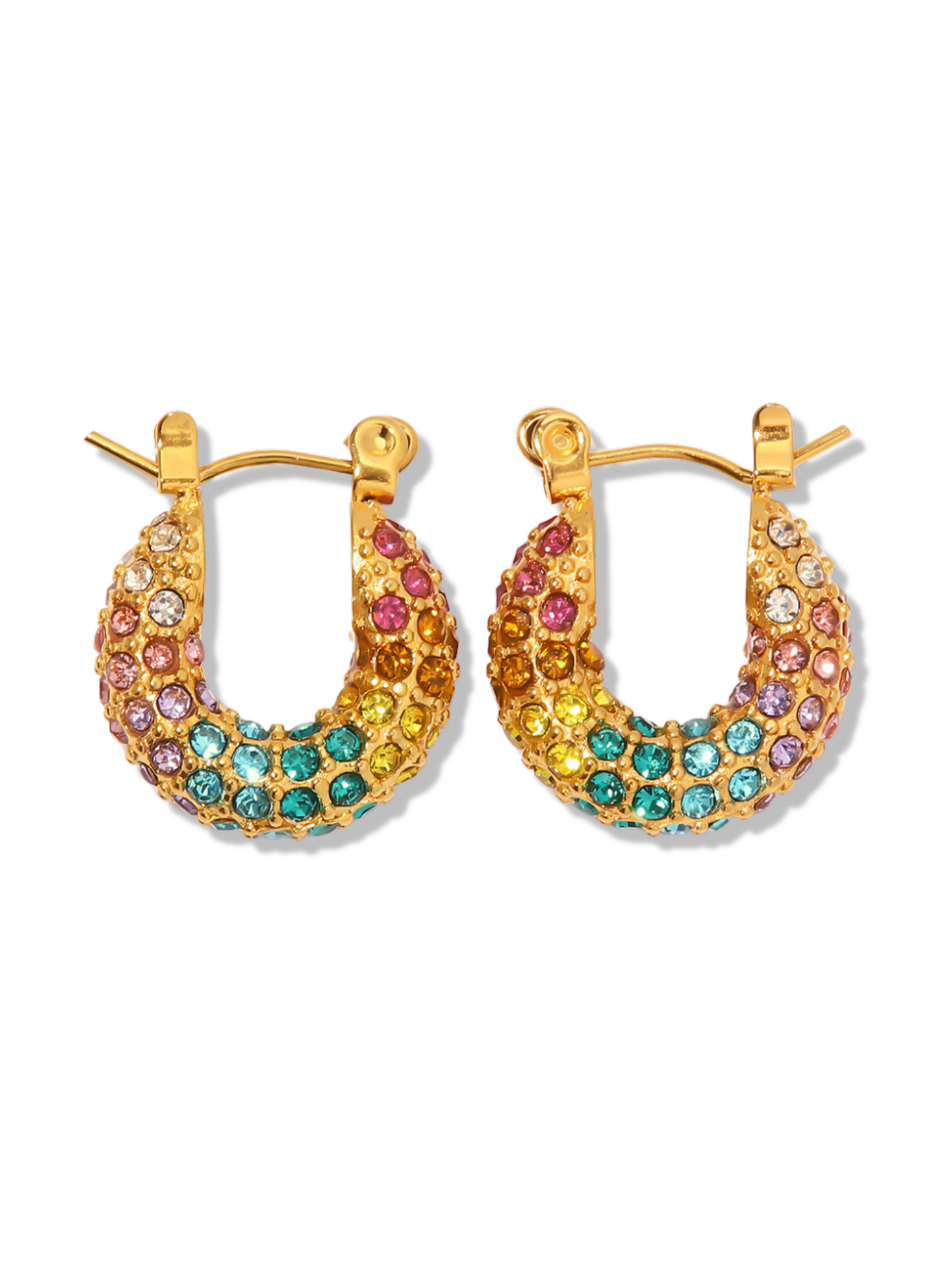 Rainbow Crystal Hoop Earrings