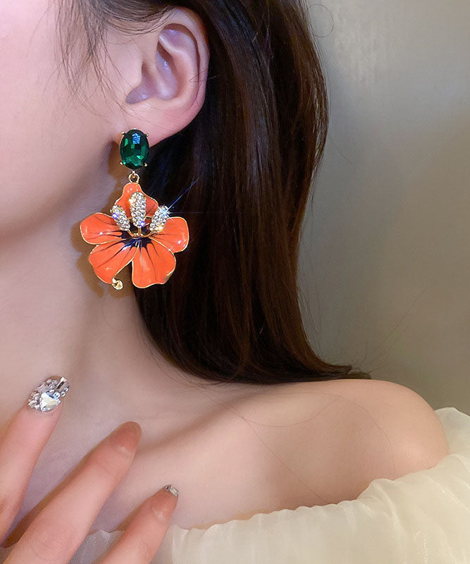 Orange Sterling Silver Zircon Oil Dirp Drop Earrings