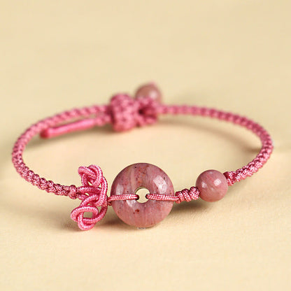 14mm Rose Quartz Positive Luck Bracelet With Peace Buckle