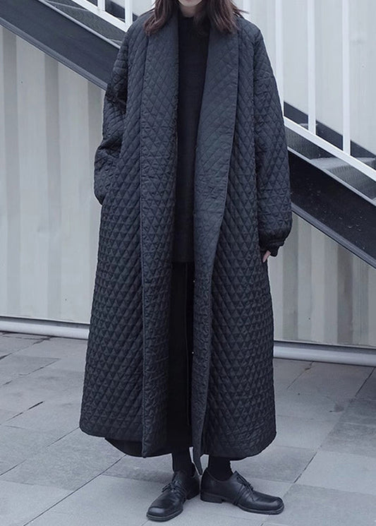Black Peter Pan Collar Oversized Fine Cotton Filled Puffers Jackets Winter