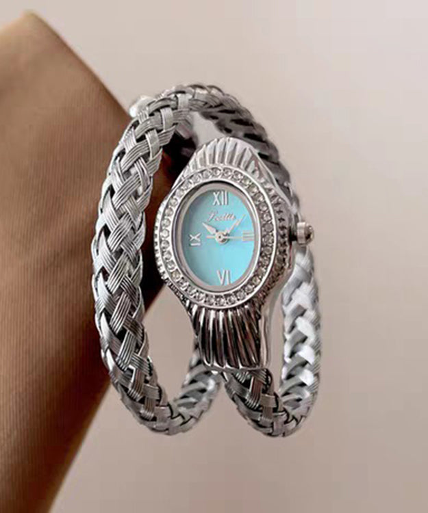 Fine Silk Stainless Steel Zircon Serpentine Waterproof Watch