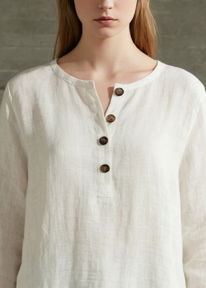 White Oversized Patchwork Cotton Tops Spring