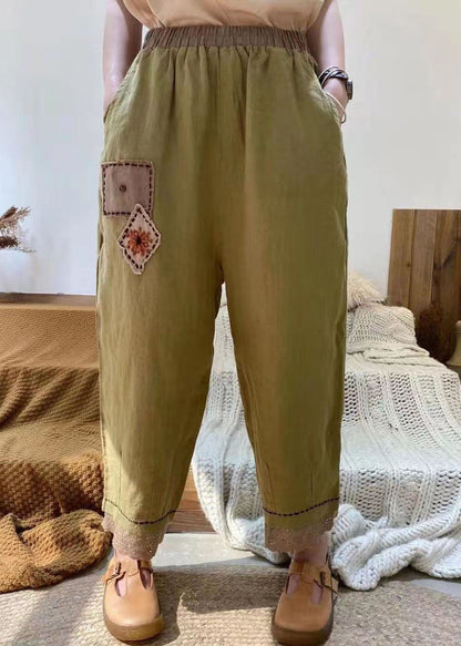 Fine Purple Pockets Patchwork Cotton Harem Pants Spring