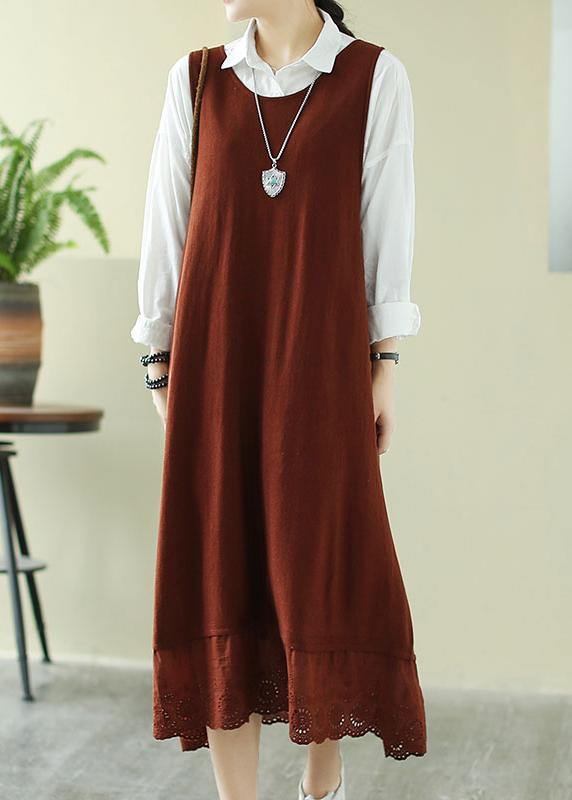 Chocolate Dresses O Neck Sleeveless Dresses Spring Dresses