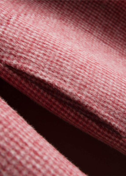 Unique Rose Plaid Fine Tunics for Neckline Notched Pockets Coat