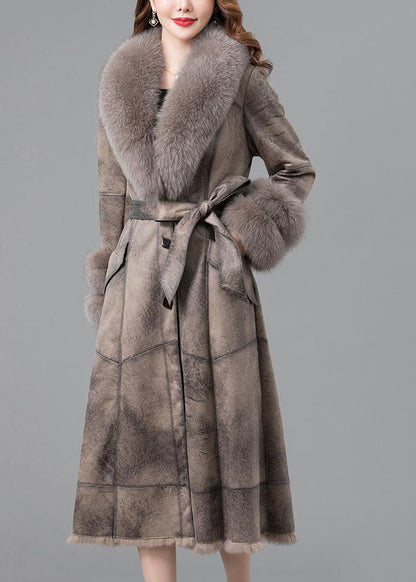 Unique Khaki Fur Collar Button Parkas Witner Coats