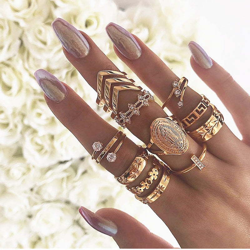 Simplicity Hollow Thirteen Pieces Rings
