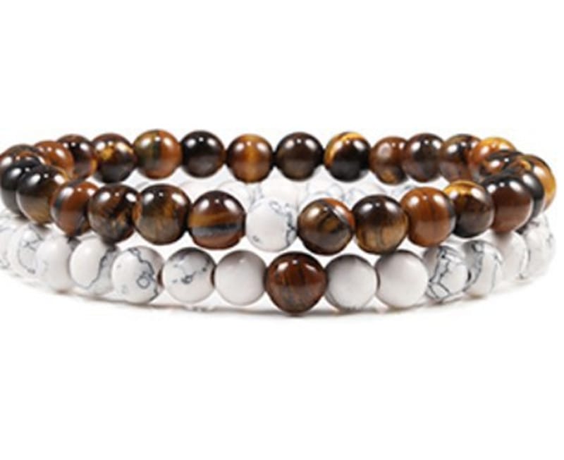 Black Lava Stone Couple Bracelet 2pc Set