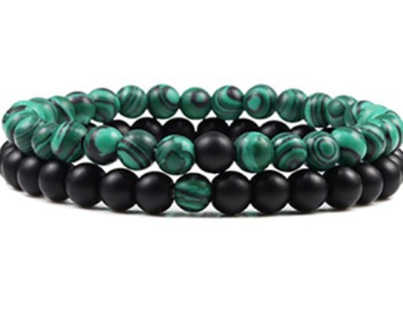 Black Lava Stone Couple Bracelet 2pc Set