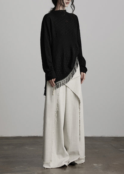 Original Design Apricot Asymmetrical Striped Cotton Pants Skirts Spring