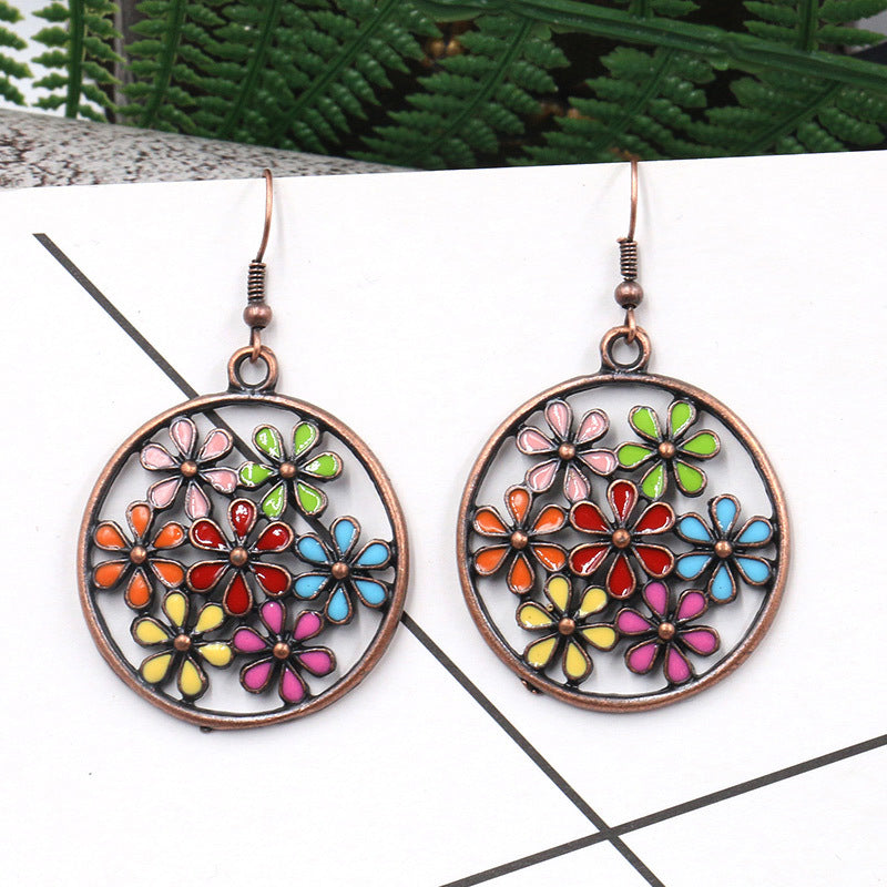 Round Cutout Flower Earrings
