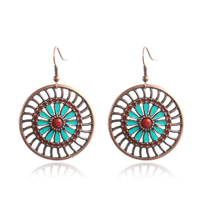 Round Cutout Flower Earrings