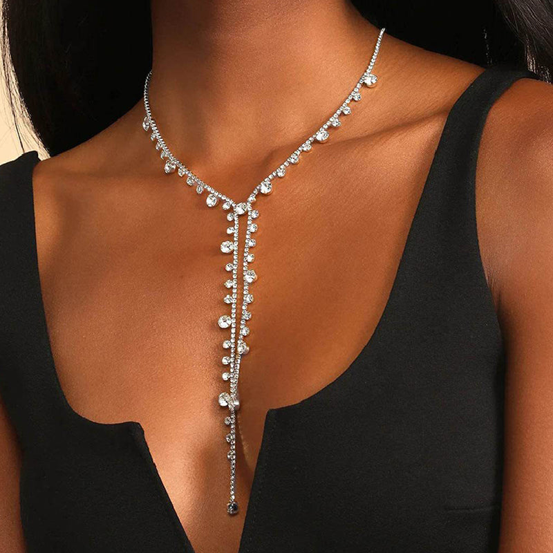 Party Rhinestone Tassel Patchwork Necklaces