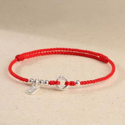 Buddha Stones 925 Sterling Silver Auspicious Clouds Peace Buckle Safe and Sound Bracelet Anklet
