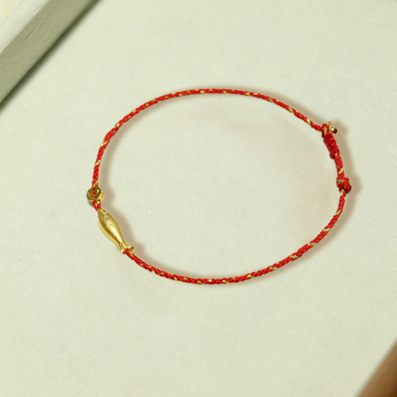 Buddha Stones 14k Gold Plated Koi Fish Luck Wealth Braided Bracelet
