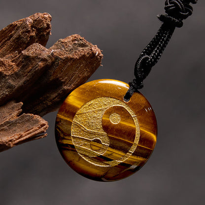 Buddha Stones Various Crystal Amethyst Tiger Eye Green Aventurine Yin Yang Spiritual Necklace Pendant