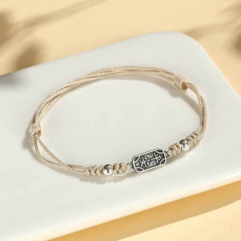 Buddha Stones Handmade 925 Sterling Silver Peace and Joy Safe Well Protection Braided Bracelet