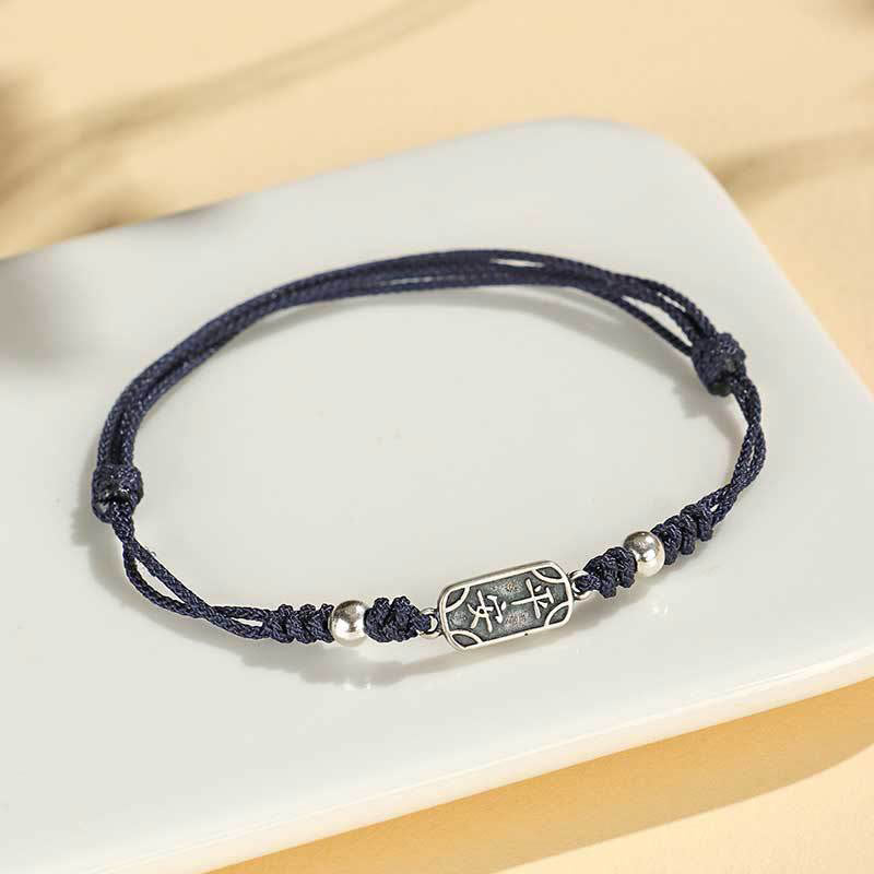 Buddha Stones Handmade 925 Sterling Silver Peace and Joy Safe Well Protection Braided Bracelet